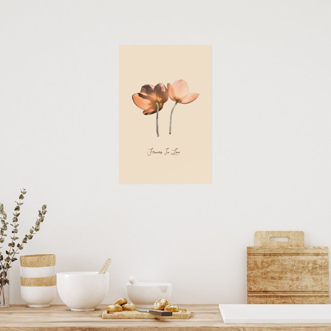 Romantiska blommor i kärlek – boho botanisk fantas poster (Kök)
