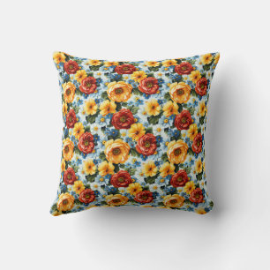Romantiska blommor med sommarträdgårdsdesign kudde