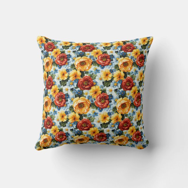 Romantiska blommor med sommarträdgårdsdesign kudde (Baksida)