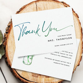 Romantiska blommor Modern skrift Bröllopsdusch Tack Kort