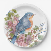 Romantiska blommor och blå fågel