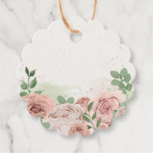 romantiska  blommor och löv av rosa gåvor etiketter