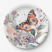 Romantiska blommor och orange-fjäril