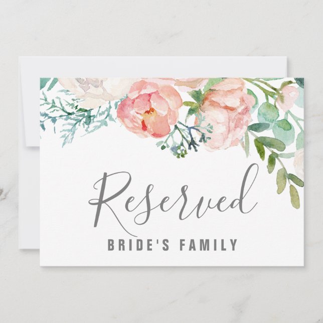 Romantiska blommor reserverat-skylt inbjudningar (Framsida)