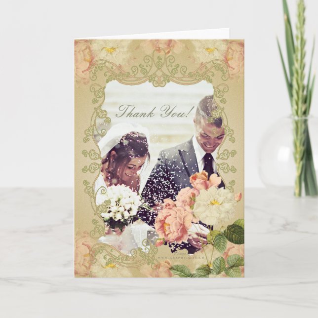 Romantiska blommor - tack för ditt kort (Framsida)