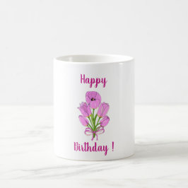 Romantiska blomtulips-födelsedag Minimalistisk Kaffemugg