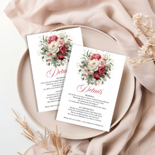 Romantiska Blush Blommiga Gröna Bröllopsdetaljer Tilläggskort
