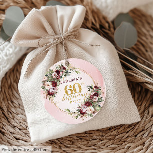 Romantiska Boho Rosé Blommiga 60-års Födelsedags T Gåvor Etiketter
