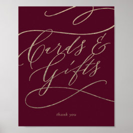 Romantiska Bourgogne Kalligrafi Kort och Present S Poster