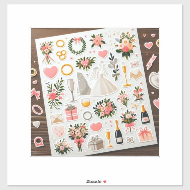 "Romantiska bröllop" Klistermärken (Ark)