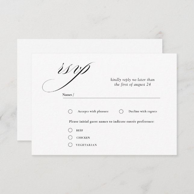 Romantiska Bröllop OSA för skriptkalligrafi Tilläggskort (Fram/baksida)