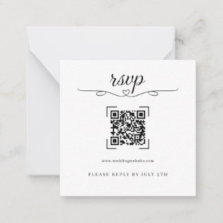 Romantiska bröllops QR-kod Online RSVP-kort Anteckningskort