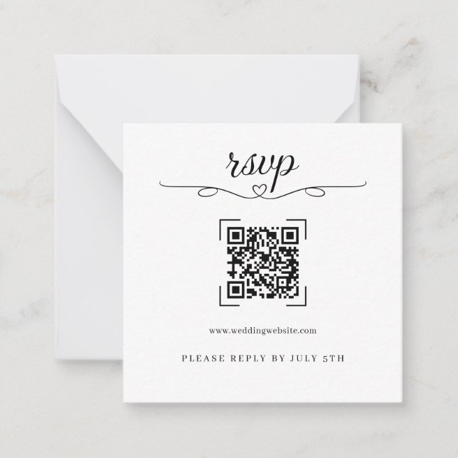 Romantiska bröllops QR-kod Online RSVP-kort Anteckningskort (Framsida)