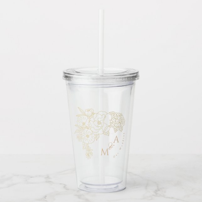 Romantiska bröllopspeonior elfenbensvita take away mugg (Framsida)