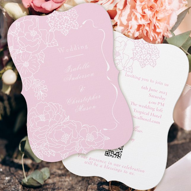 Romantiska bröllopspeonior ömt rosa inbjudningar (Skapare uppladdad)