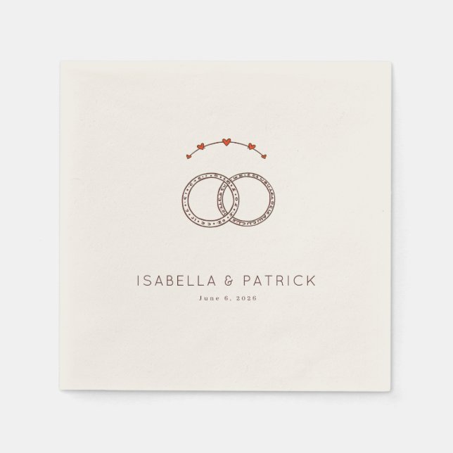 Romantiska bruna minimalistiska ringar pappersservett (Framsidan)