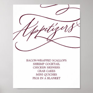 Romantiska Burgundy Text Bröllopsförrätter Poster