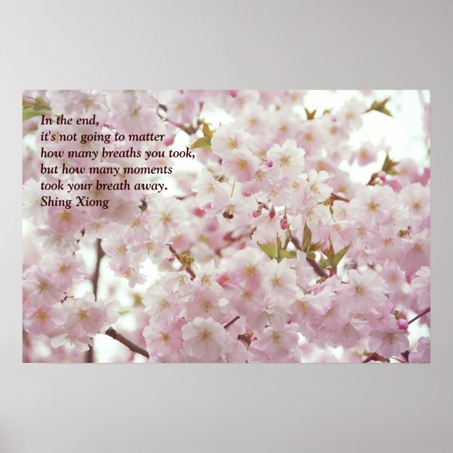 Romantiska Cherry-Blommar och Little Bee Poster (Framsidan)