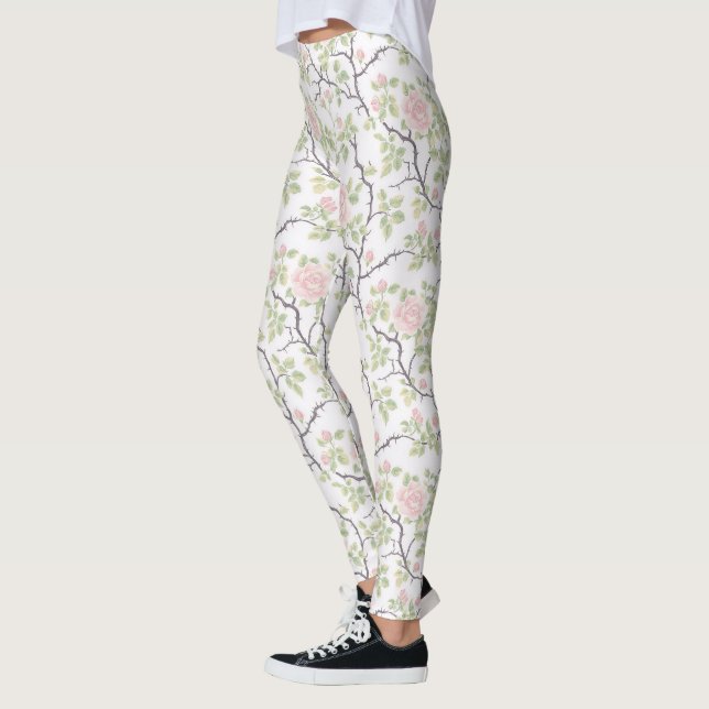Romantiska Chic Rosa Blommor Leggings (Vänster)