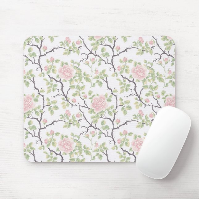 Romantiska Chic Rosa Blommor Musmatta (Med mus)