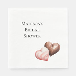 Romantiska Choklad Jordgubbs Hjärtan Bröllopsfest Pappersservett