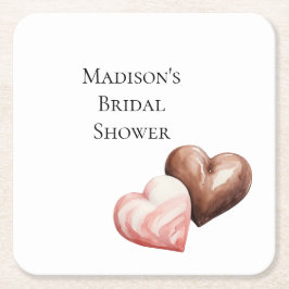 Romantiska chokladjordbärshjärtan bröllopsdusch underlägg papper kvadrat