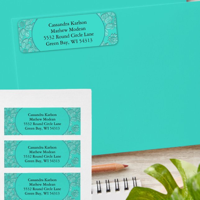 Romantiska Daisy Blommigt Turkos Returadress Returadress Etikett (Romantic Daisies Floral Turquoise Return Address Label)