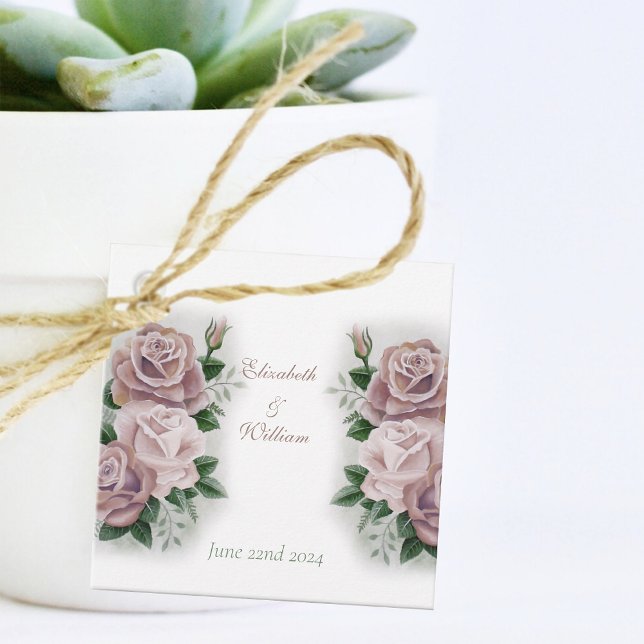 Romantiska dammiga rosa regency botaniska cameor gåvor etiketter (Skapare uppladdad)