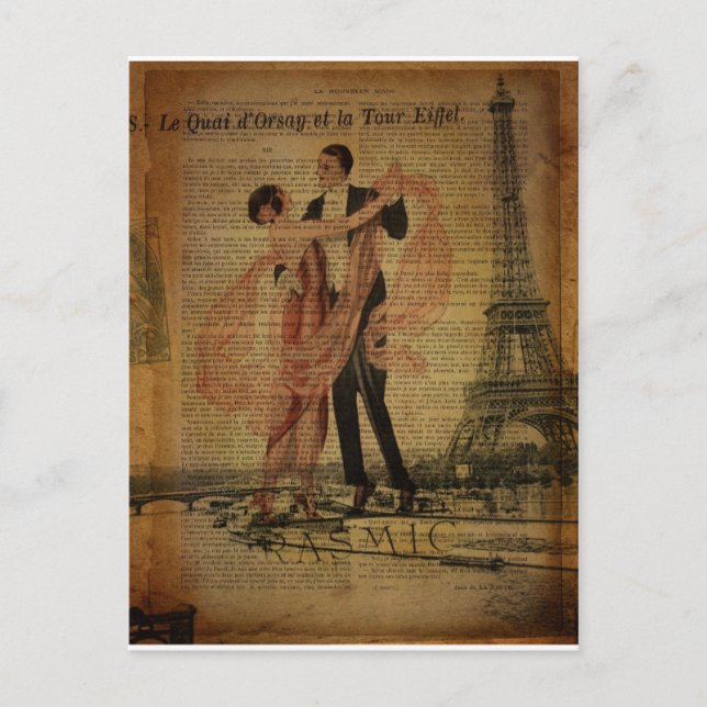 romantiska dansare i Paris Waltz-balrum Vykort (Framsida)