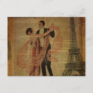 romantiska dansare i Paris Waltz-balrum Vykort