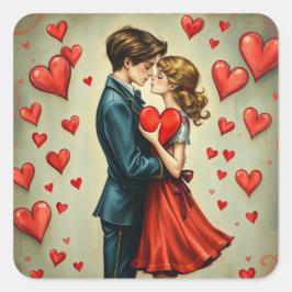 Romantiska dekaler fyrkantigt klistermärke