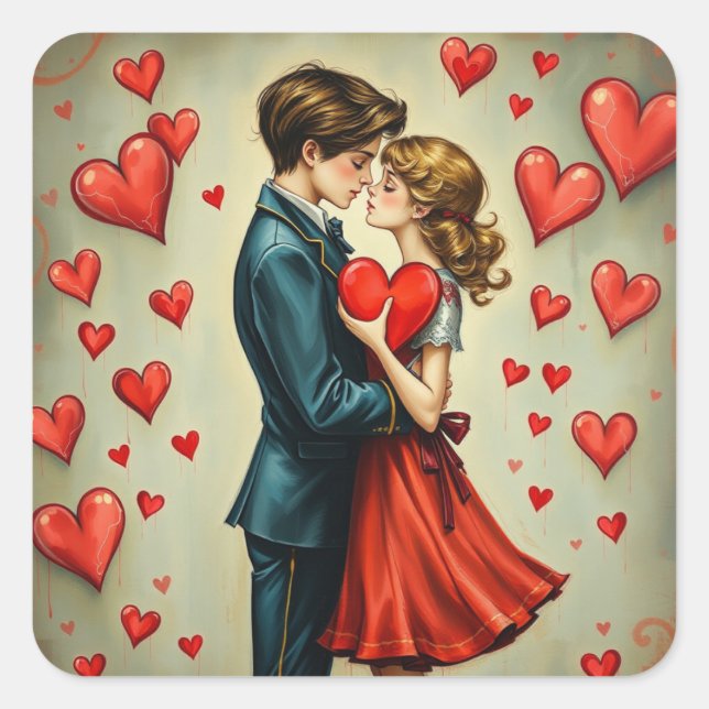 Romantiska dekaler fyrkantigt klistermärke (Framsida)