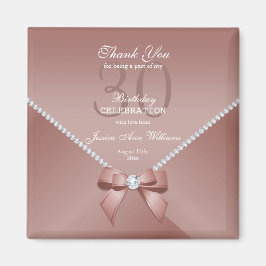 Romantiska diamanter och Rosa Bow 30års födelsedag Magnet