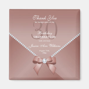 Romantiska diamanter och Rosa Bow 30års födelsedag Magnet