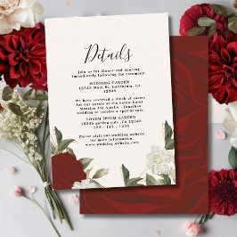 Romantiska djupröda rosblommor Bröllopsdetaljer Tilläggskort