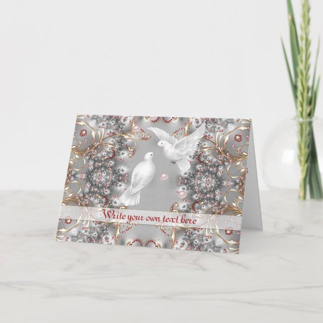 Romantiska duvor i kärlek för bröllop - årsdag kort (Framsida)