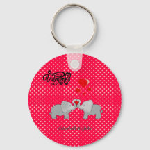 Romantiska elefanter och röda hjärtan på Polka dot