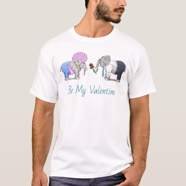 Romantiska elefanter på Alla hjärtans dag T Shirt (Framsida)