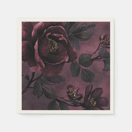 Romantiska Eleganta rosor & Mörka Vintage blommor Pappersservett