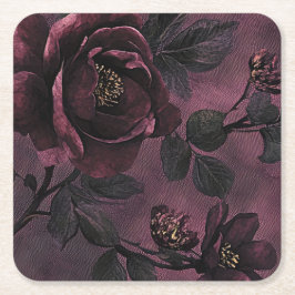 Romantiska Eleganta rosor & Mörka Vintage blommor Underlägg Papper Kvadrat