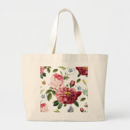 Romantiska Eleganta Vintage Rosa Engelska Rosor Jumbo Tygkasse