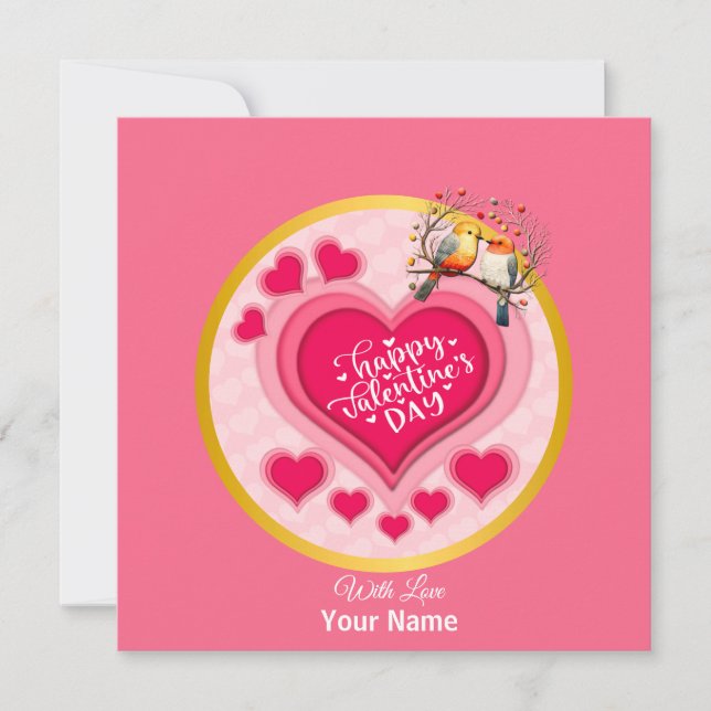 Romantiska fåglar på Alla hjärtans dag och hjärta  Inbjudningar (Framsida)
