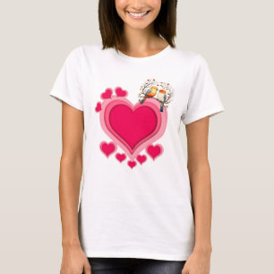 Romantiska Fåglar på Gren Alla hjärtans dag och Hj T Shirt