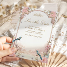Romantiska fåglar  Rosa Blommigt Muslim Bröllop