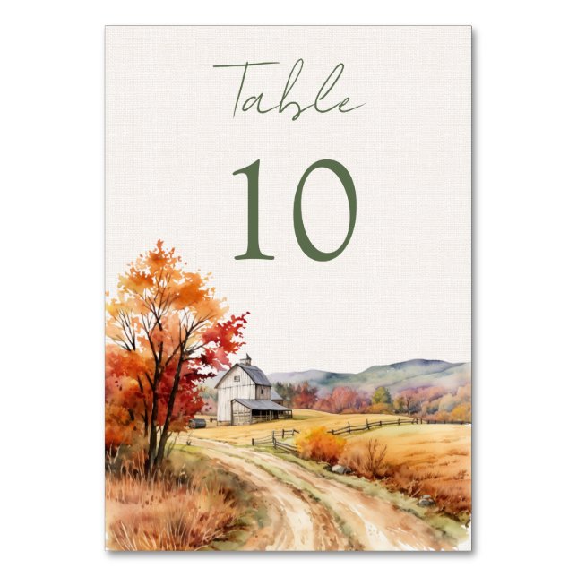 Romantiska fallet Bröllop Bordsnummer (Framsidan)
