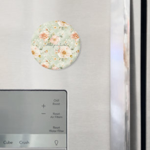 Romantiska fersken mint rosor blommig magnet