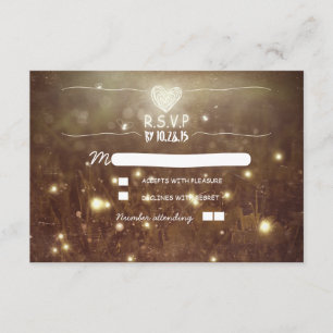 Romantiska fireflies rustic ljus bröllop OSA Kort