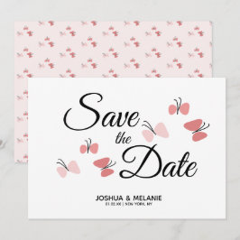 Romantiska fjärilar rosa Save the Dates 