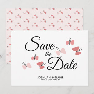 Romantiska fjärilar rosa Save the Dates