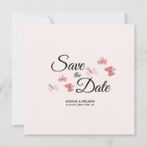 Romantiska fjärilar rosa Save the Dates